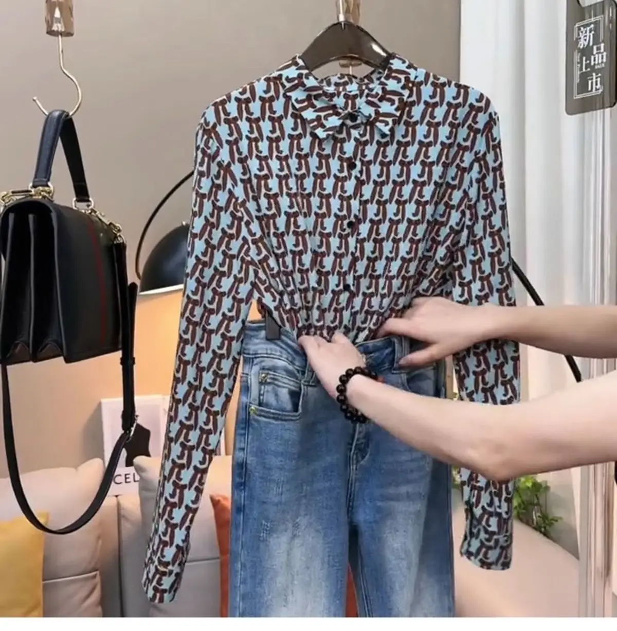 Женская летняя рубашка с принтом новинка модный Свободный приталенный шикарный