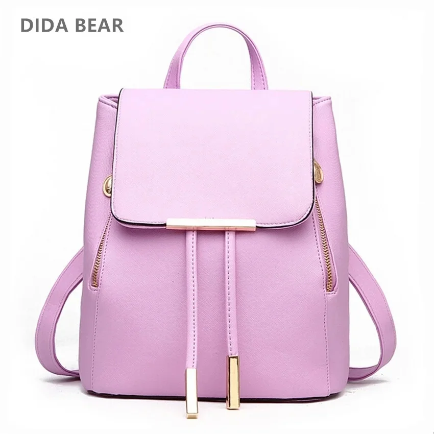 

2023 Women Backpack High Quality PU Leather Mochila Escolar School Bags For Teenagers Girls Leisure Backpacks Candy Color