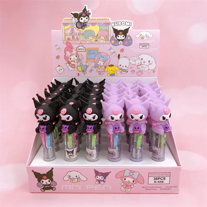 

36Pcs 4/6Colors Ballpoint My Melody Hello Kitty Kuromi Cinnamoroll Kawaii Rollerball Pen School Office Supply Gift Stationery