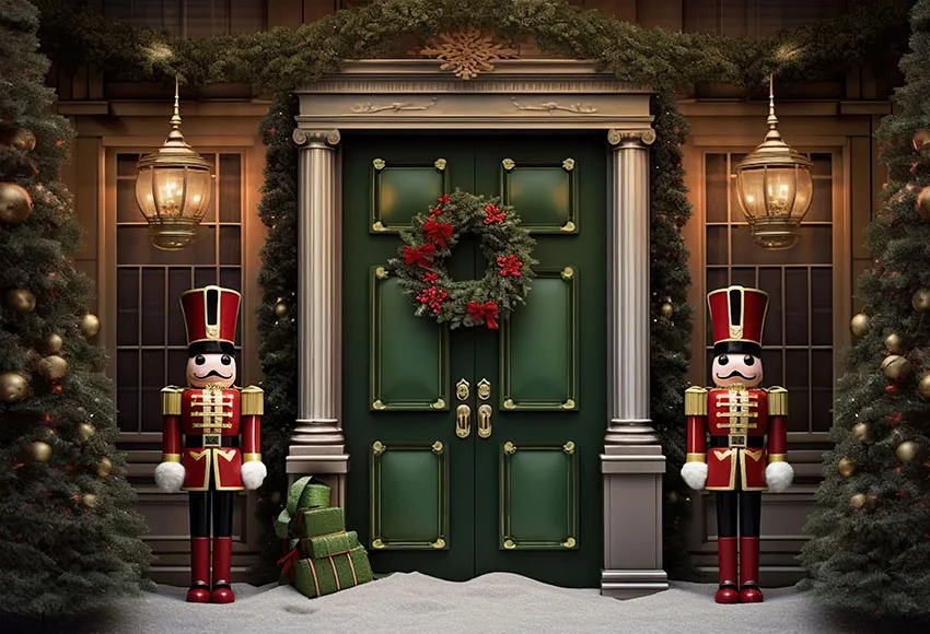 Рождественский фон Mehofond для детской фотосъемки с изображением солдатиков