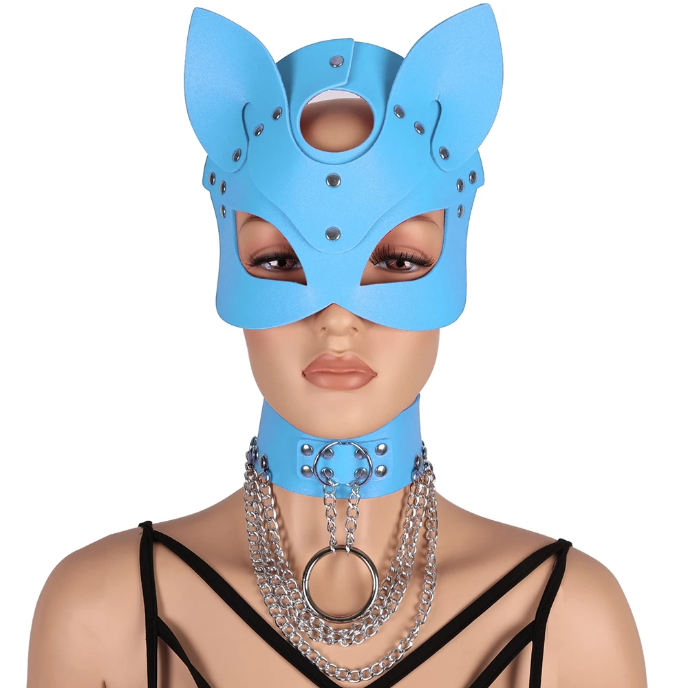 Кожаная маска с ошейником Тема фильма женская сексуальная эротический шар секс