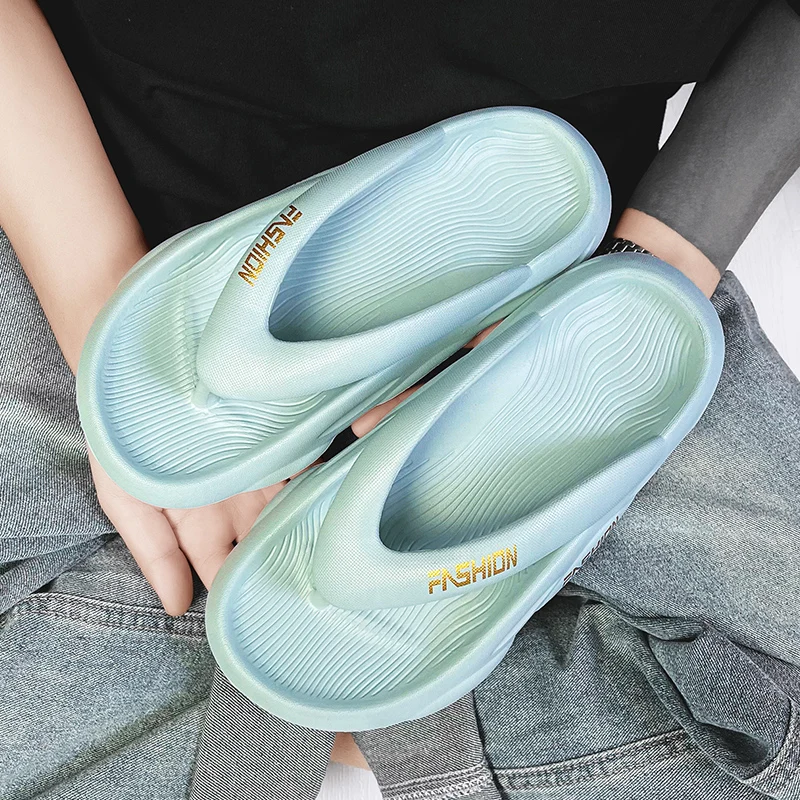 

Hot Sale Unisex Thick Bottom Slides Men Outdoor Beach Slippers Sandals Waterproof Clip Foot Thick Bottom Couple Herringbone Mop