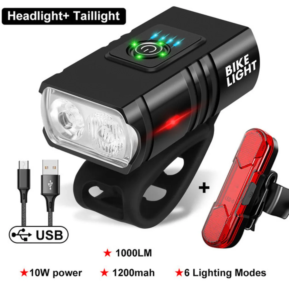 

Светодиодный велосипедный фонарь T6, 1/2 лм, с USB-зарядкой