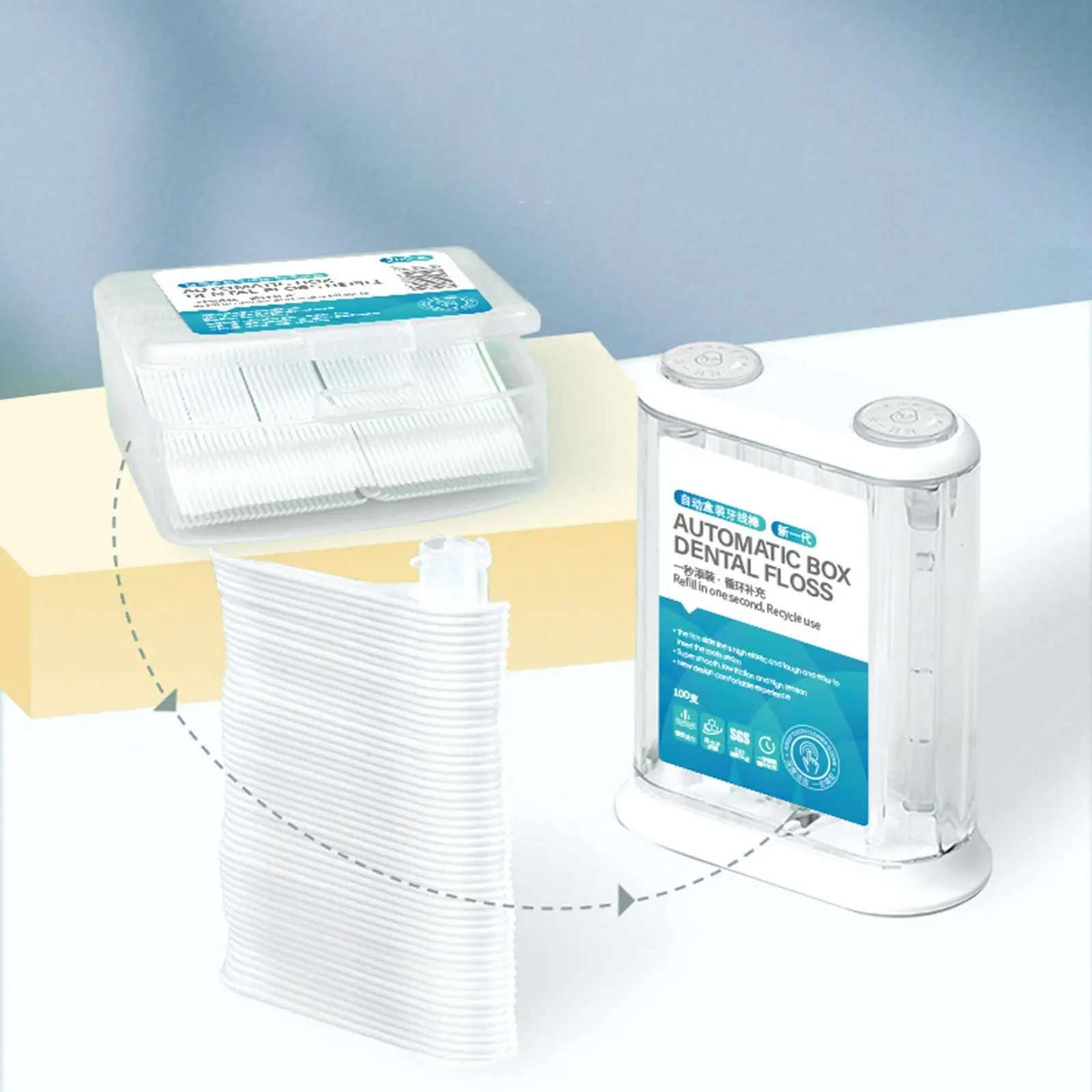 

Automatic Floss Storage Box Hygienic Tidy Touch One AT A Time Automatic Eject Floss Box for Travel Dining Table Home Bathroom