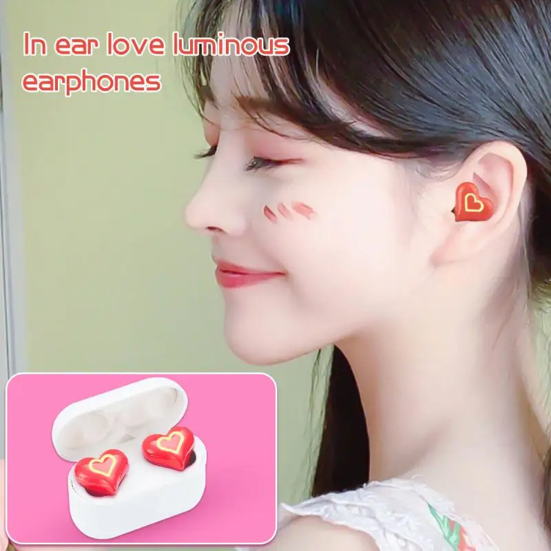

RYRA 2023 New TWS Bluetooth 5.3 Wireless Headphones For Ladies Heart Earphones Woman High Quality Stereo Heart Earbuds Girl Gift