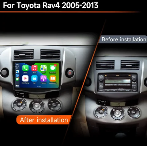 Android 14 Carplay автомобильный радиоприемник мультимедиа для Toyota RAV4 Rav 4 2005-2013 навигационное видео DVD авторадио стерео 2din 4G + BT GPS