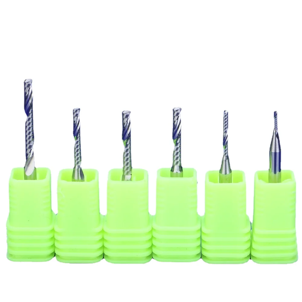 

Спиральный резак с одной канавкой 3,175 мм, Концевая фреза с ЧПУ, твердосплавная фреза для акрила, ПВХ, МДФ, фреза, 10 шт./лот