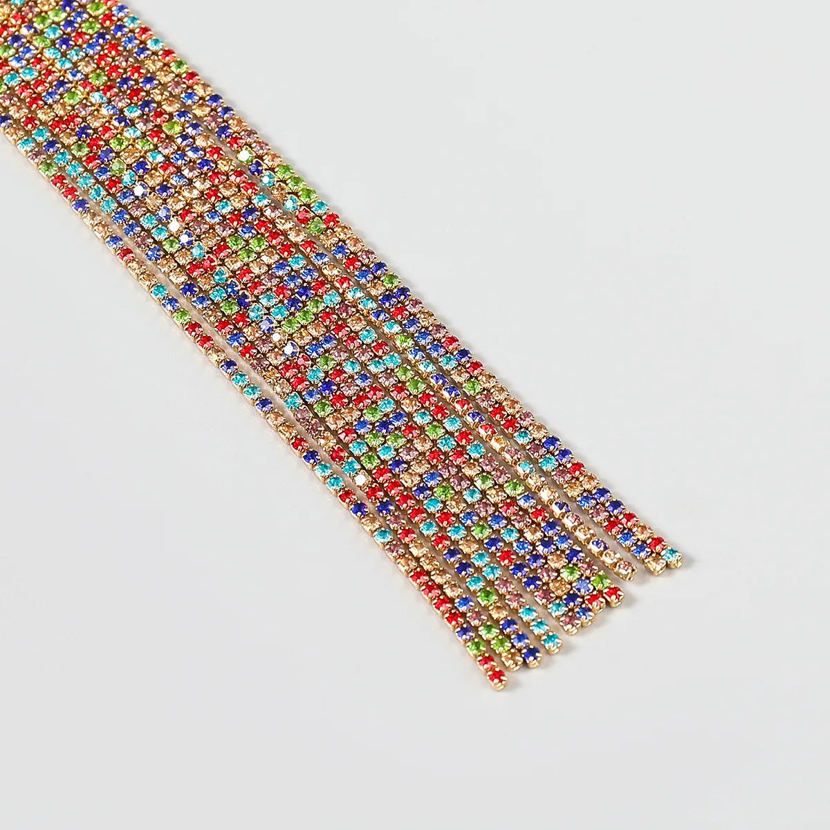 Fashion Gorgeous Long Crystal Chain Statement Rhinestone Tassel Drop Earrings for Women High-quality Banquet Party Jewelry Gifts