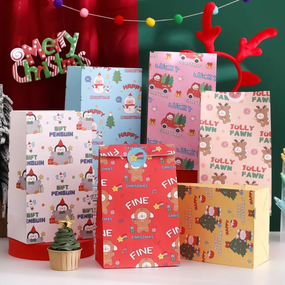 

Kids Gift Merry Christmas Noel Decor Snowman/Santa Claus/Elk Kraft Paper Bag Candy Bags Gifts Box Packaging Supplies
