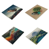creative landscape pattern placemat table decoration accessories dining table decor placemat kitchen table polyester rectangle