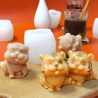 2022 new year cute tiger silicone mold chocolate dessert baking fondant cake decorating tools diy gypsum candle making mould