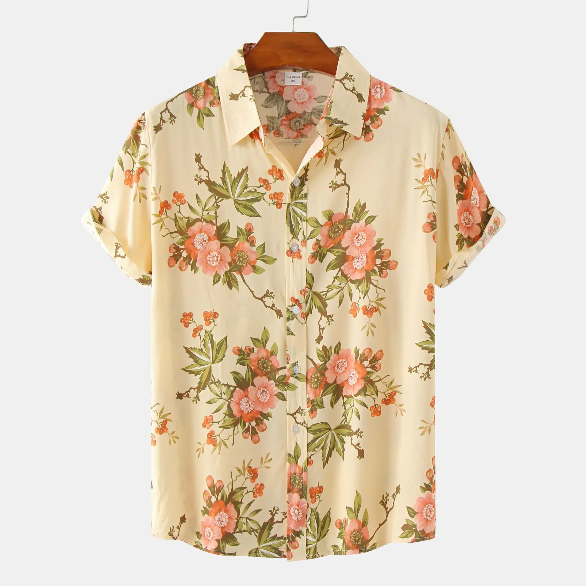 

Mens Summer New Beach Party Shirts Casual Short Sleeve Button Down Hawaiian Floral Shirt Men Holiday Vacation Camisa Masculina