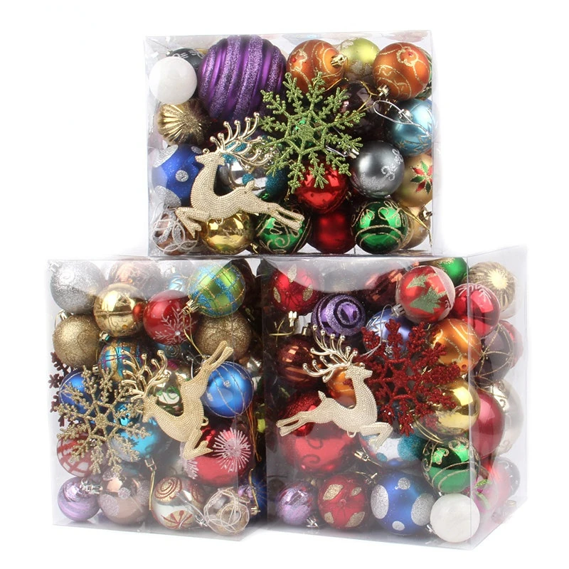 

Christmas Decorations 60-70 PCs Barrel Plastic Bright Matte Christmas Color Ball