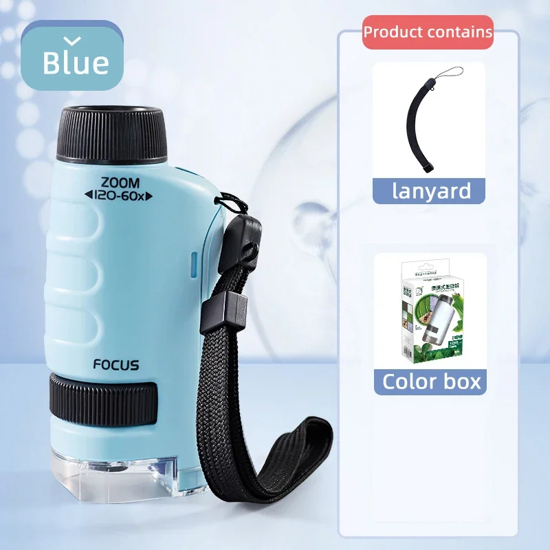 Портативный детский микроскоп 60X-120X ручной набор для биологических научных