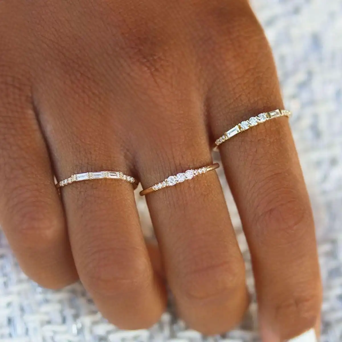 

Stunning S925 Sterling Silver Diamond Equilibrium Ring for Women