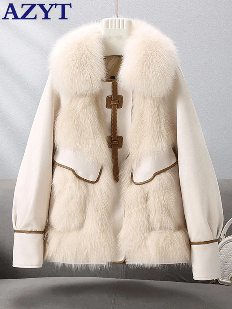 AZYT Warm Big Fur Collar Parkas Women 2022 Winter Thicken Down Cotton Coat For Women Windproof Winter Jackets Female