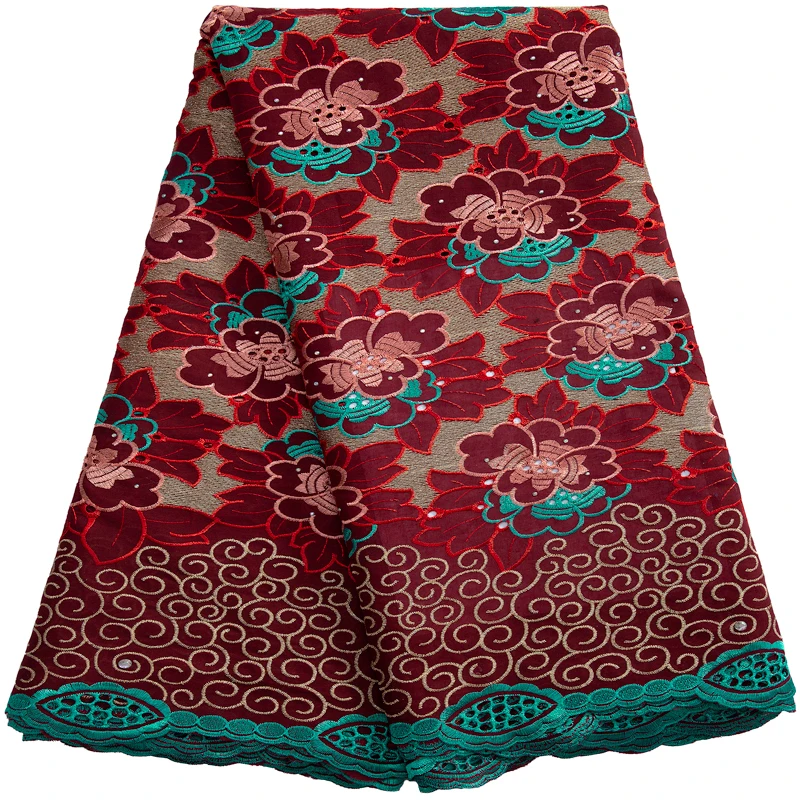 

Kalume African Fabrics 2023 Cotton Lace High Qulty Nigerian French Swiss Lace Fabric With Shinestones for woman Dress F3278