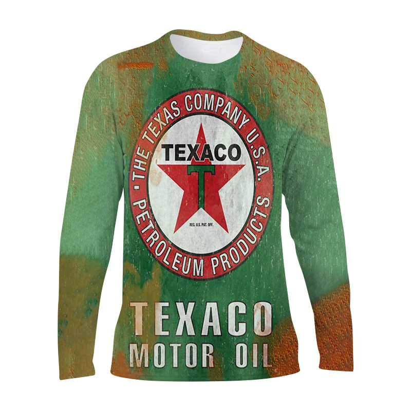 Мужская футболка с длинными рукавами весна-лето круглым вырезом в стиле ретро