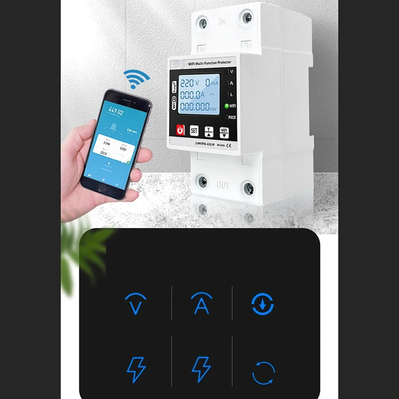 Смарт-Утечка заземления 63A TUYA Wifi защита от перенапряжения реле цепи таймер