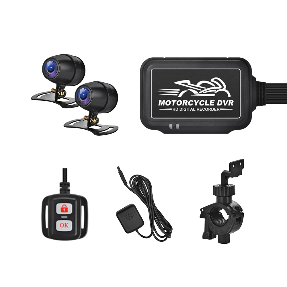 Dual Motorcycle DVR 1080P Action Camera Recorder Front & Rearview Waterproof Motorcycle Dash Cam WiFi GPS Driving Recorder