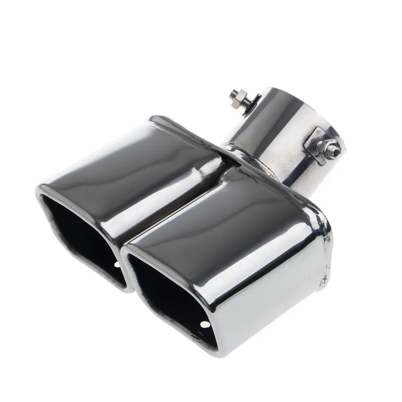 

2023 New Car Auto Round Exhaust Muffler Tip Stainless Steel Exhause 1 to 2 Dual Pipe Chrome Trim Modified Rear Tail Throat Liner