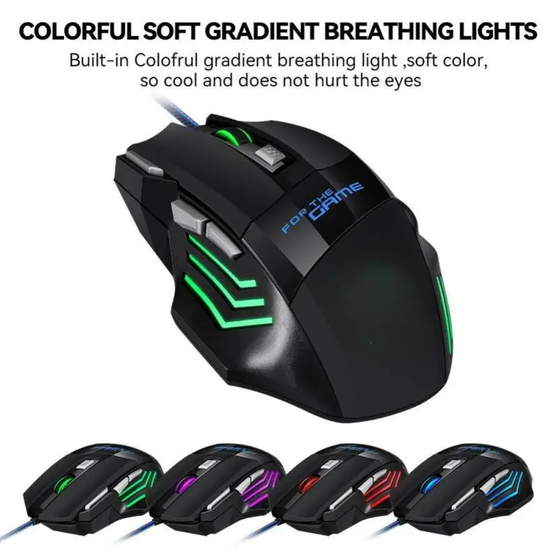 

Wired Mouse Photoelectric Mouse Short-cut Multi-function Key Game Mouse Colorful Breathing Luminous 7-key Computer Accessories