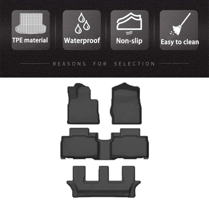 

Автомобильные коврики TPE, противогрязные водонепроницаемые коврики для ног, коврик для Volkswagen Atlas для VW Teramont Pro 2025 2026 7 мест