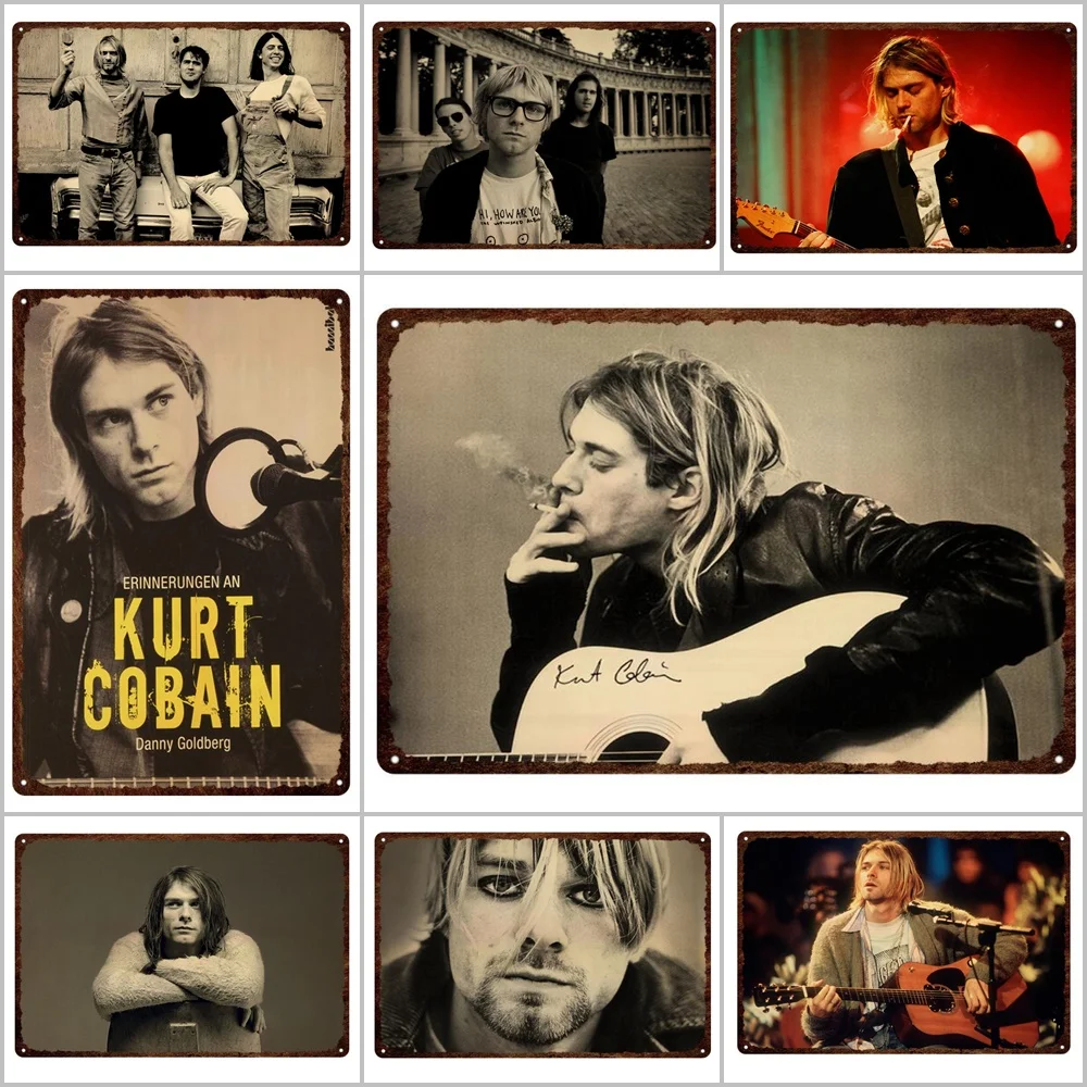 

Rock and Roll Music Star Metal Print Plates Vintage Tin Sign Poster Singer Kurt Cobain Metal Plaques Pub Bar Sign Man Cave Decor