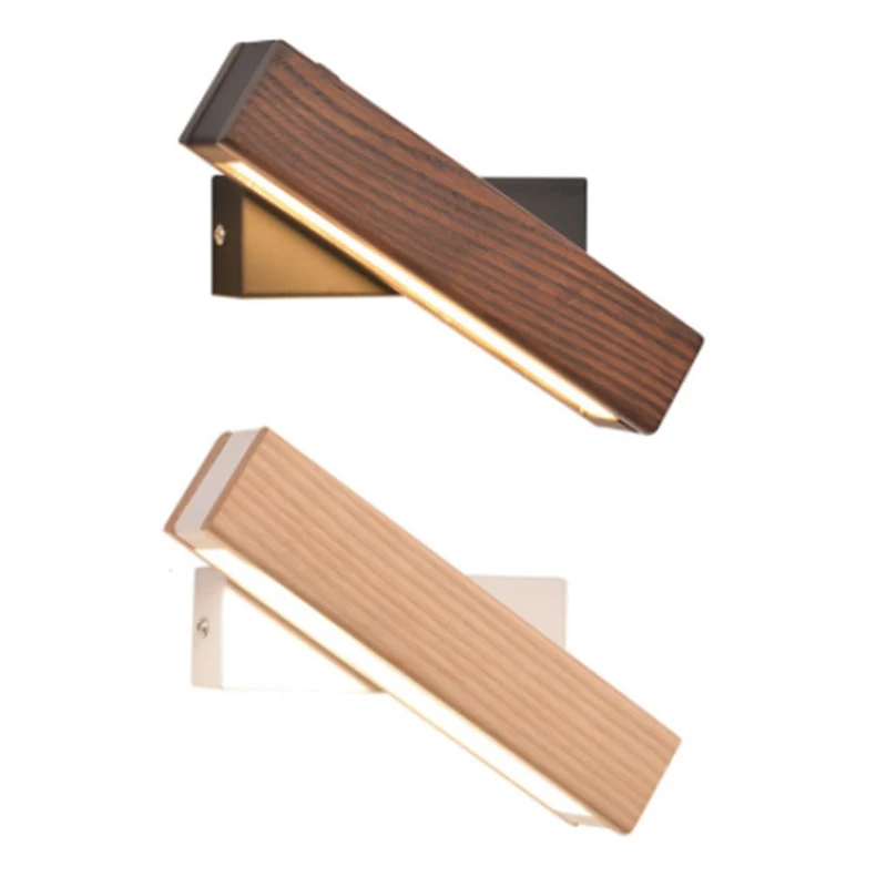 

Modern Nordic Solid Wood Led Rotated Wall Lamp Bedside Night Light Bedroom Living Room Aisle Sconce Light Fixture Wall Decor Art