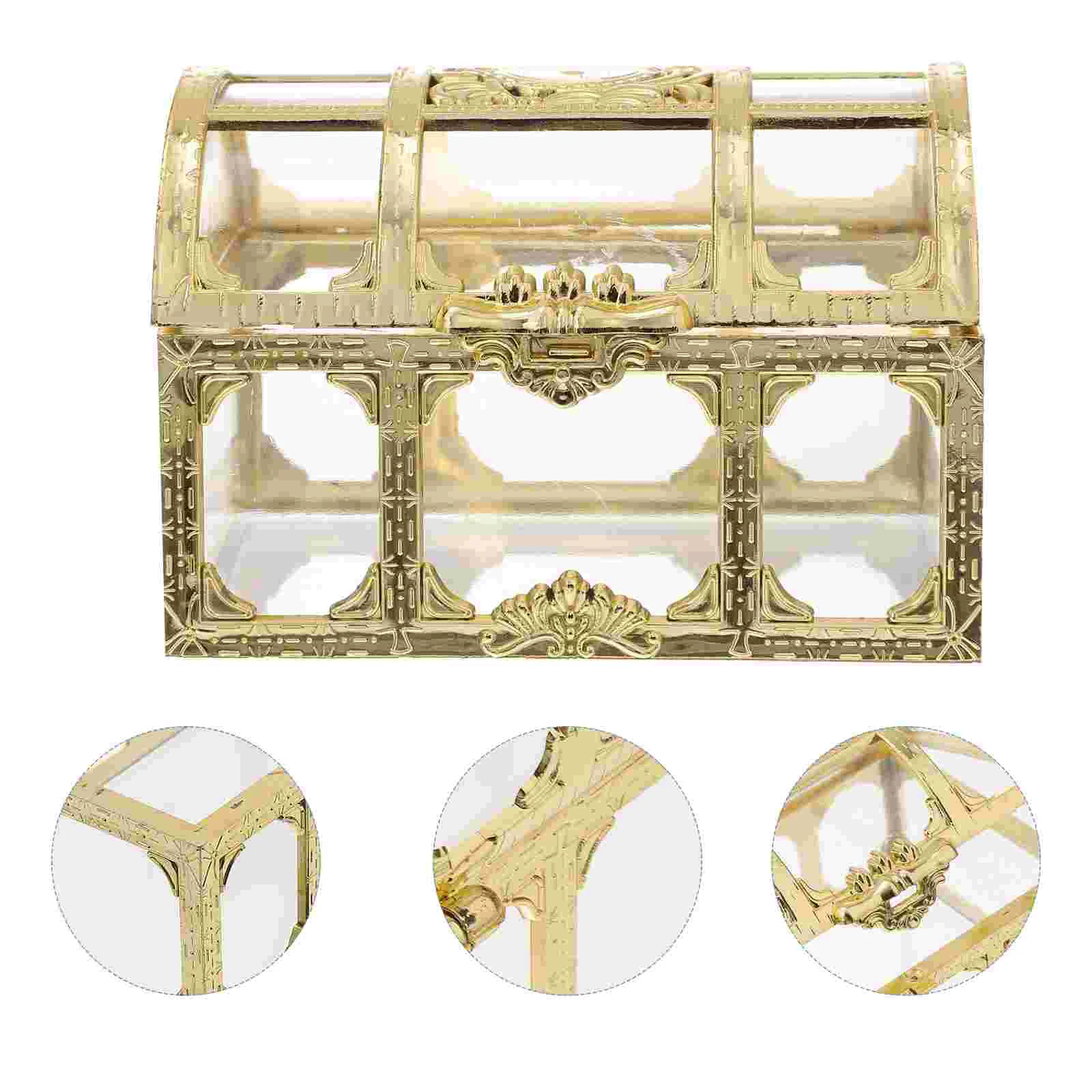 

Treasure Box Pirate Kids Jewelry Prizes Transparent Toy Crystal Storage Party Boxes Favors Decor Toys Vintage Candy Mini