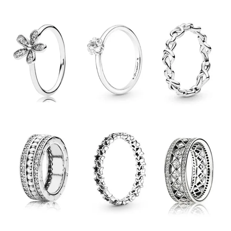 

LR Retro Style S925 Sterling Silver Zircon Ring Flower Fashion Couple Women Charm Jewelry Send Girlfriend Gift Party 2022 Trend