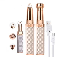 2 in 1 electric eyebrow trimmer for women usb charger portable hair remover bikini painless shaver for body nose facial epilator