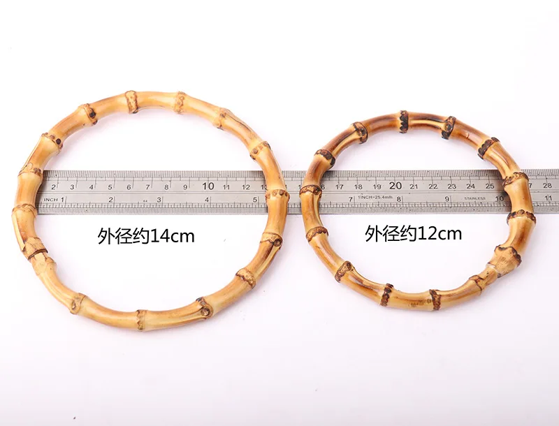 13 см/15 см круглая бамбуковая сумка деревянные ручки ручной работы Винтажная