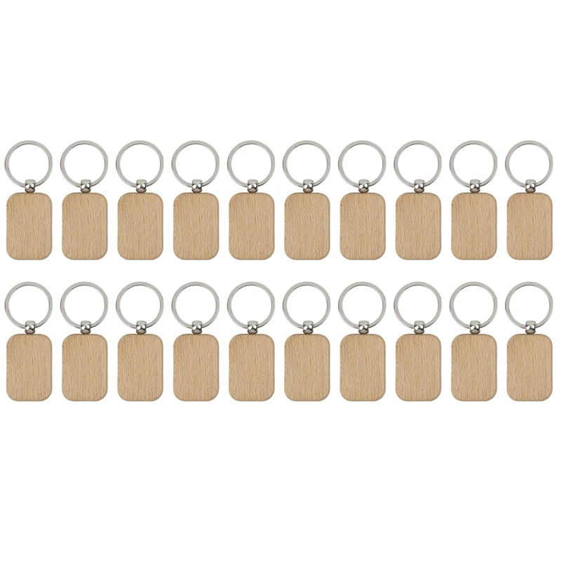 

20Pcs Blank Wooden Wooden Keychain Diy Wooden Keychain Key Tag Anti-Lost Wood Accessories Gift