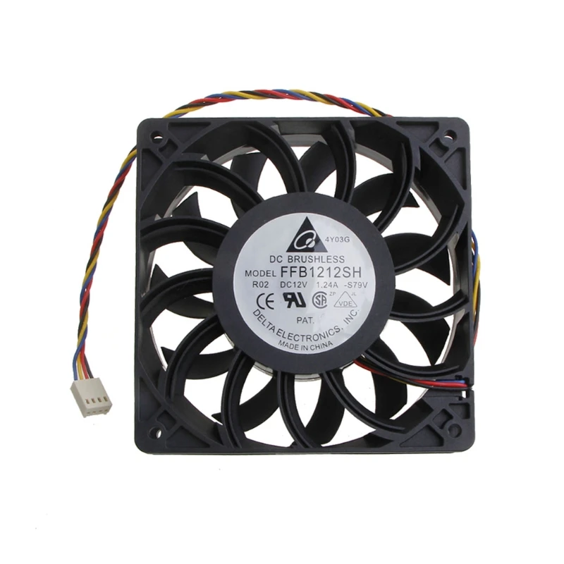 

FFB1212SH CPU Cooling Fan 12x12x2.5cm 4 Pin 4 Wire PWM Automatic Temperature Control Server Cooler with Ball Bearing