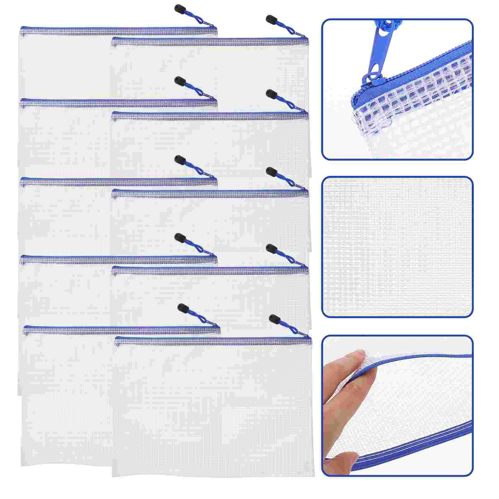 

10Pcs Mesh Zipper File Zipper Zipper Papers Bag Document Organizer