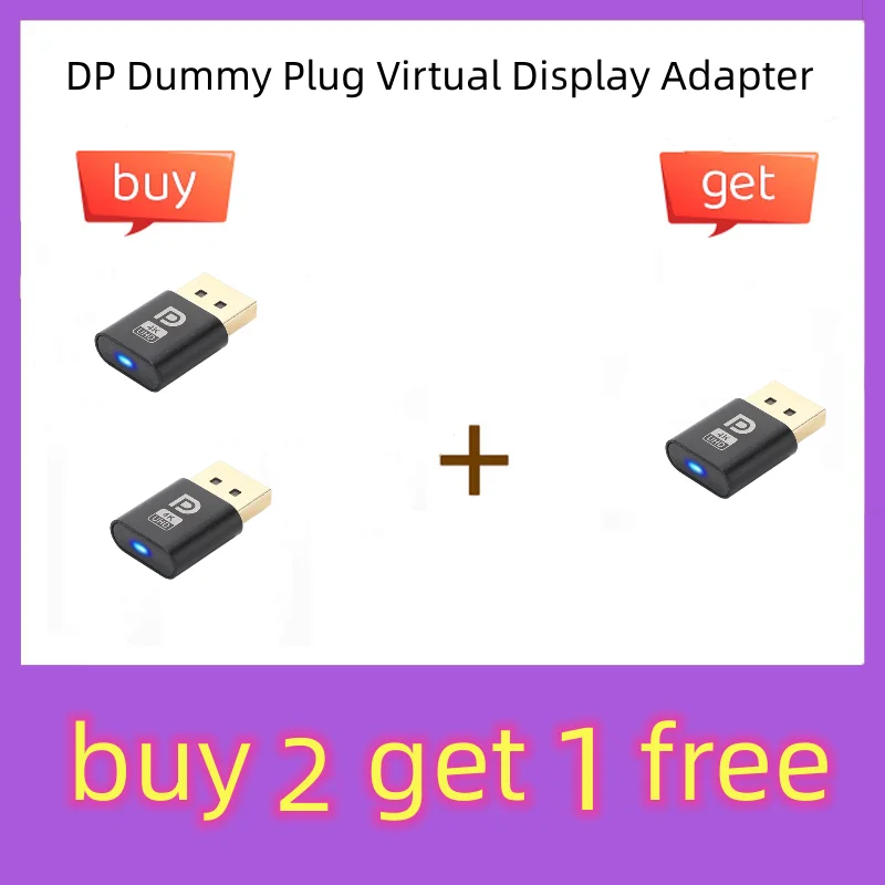 

DP подключаемый адаптер виртуального дисплея EDID Безголовый эмулятор 4K DP Displayport виртуальный дисплей аксессуары для видеокарты