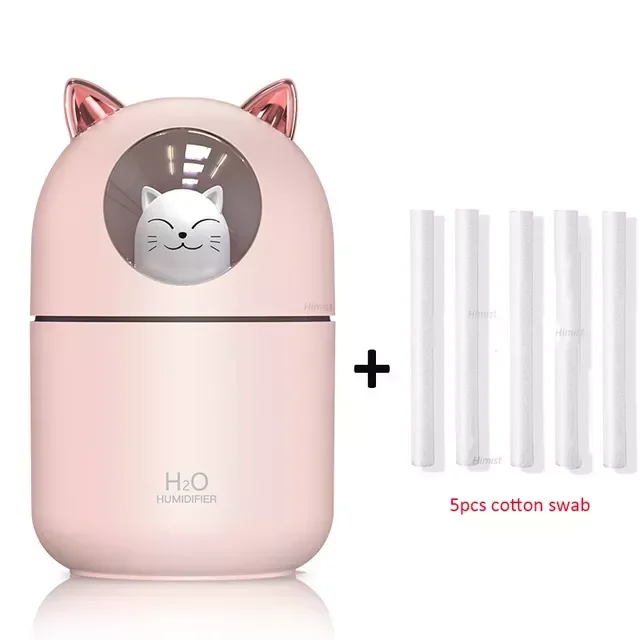 

NEW2023 New in USB Air Humidifier Ultrasonic Cool Mist Maker Fogger with Colorful Lamp Cute Cat Mini Aroma Diffuser Humidificado