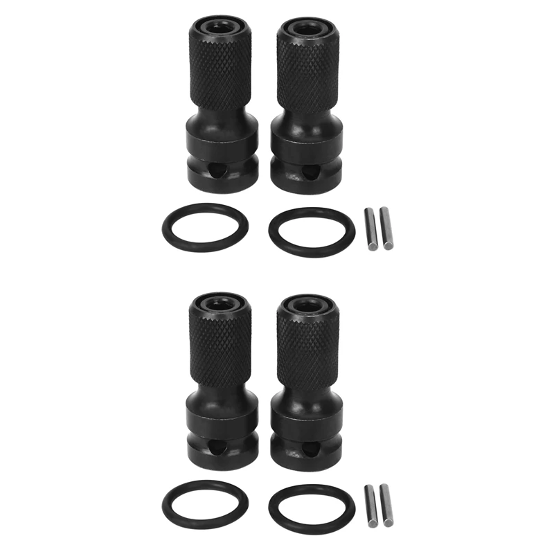 

4 Pack 1/2 Square Drive To 1/4 Hex Shank Socket Adapter Quick Release Chuck Converter For Impact Ratchet Wrench