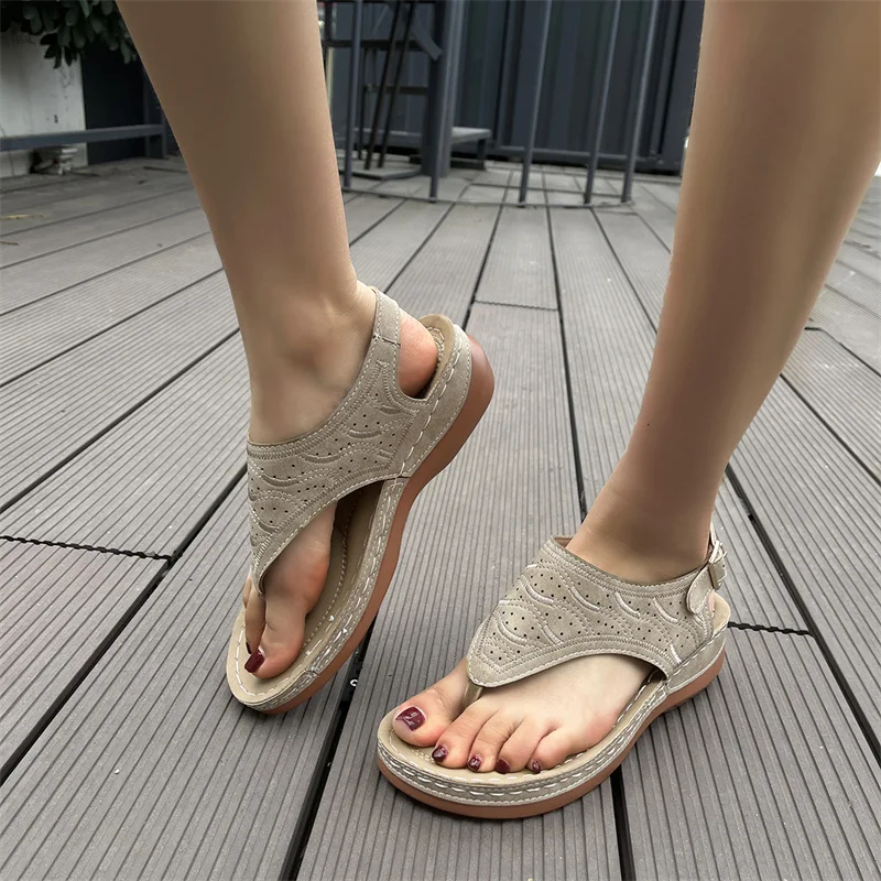 Flat Bottom Open Toe Black Large Size Shoes for Women Sandal Summer 2023 Women's Sandals Ladies Offer Huaraches Wedges As Papete