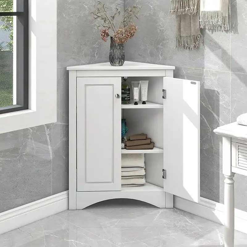 

Corner Cabinet Storage Cabinet with Door for Bathroom Bedroom Kitchen, White