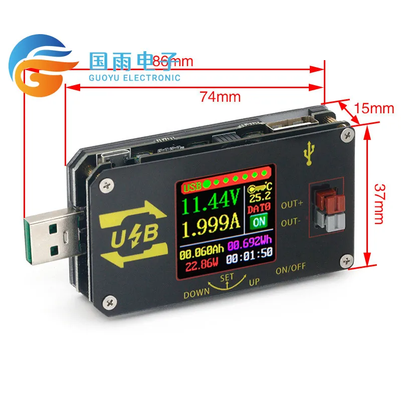 USB-модуль питания с цветным экраном XY-UDP CNC повышающий постоянное напряжение и ток