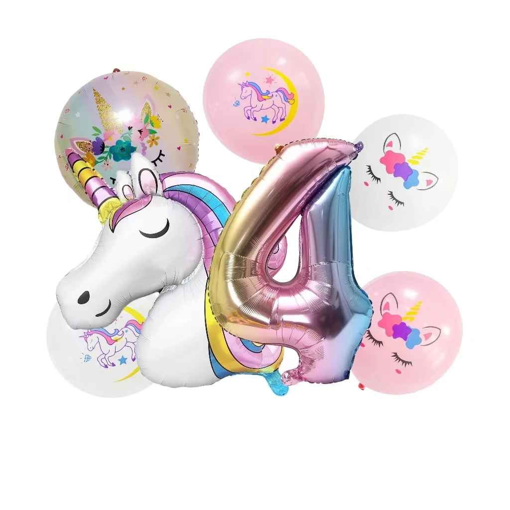 

Фольгированные шары с единорогом 1 2 3 4 года RENYUAN