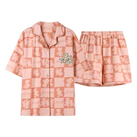 summer womens pajamas womens loungewear cotton v neck cardigan