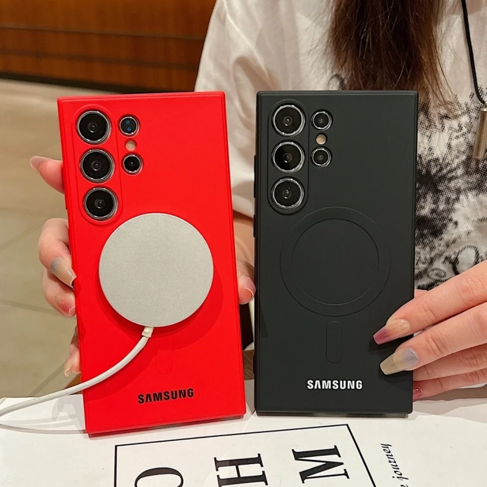 Фото Чехол для Samsung Galaxy S25 Ultra Magsafe, жидкий силиконовый магнитный чехол для S26 S24 S23 Ultra Plus S25 FE Edge, противоударный чехол №3