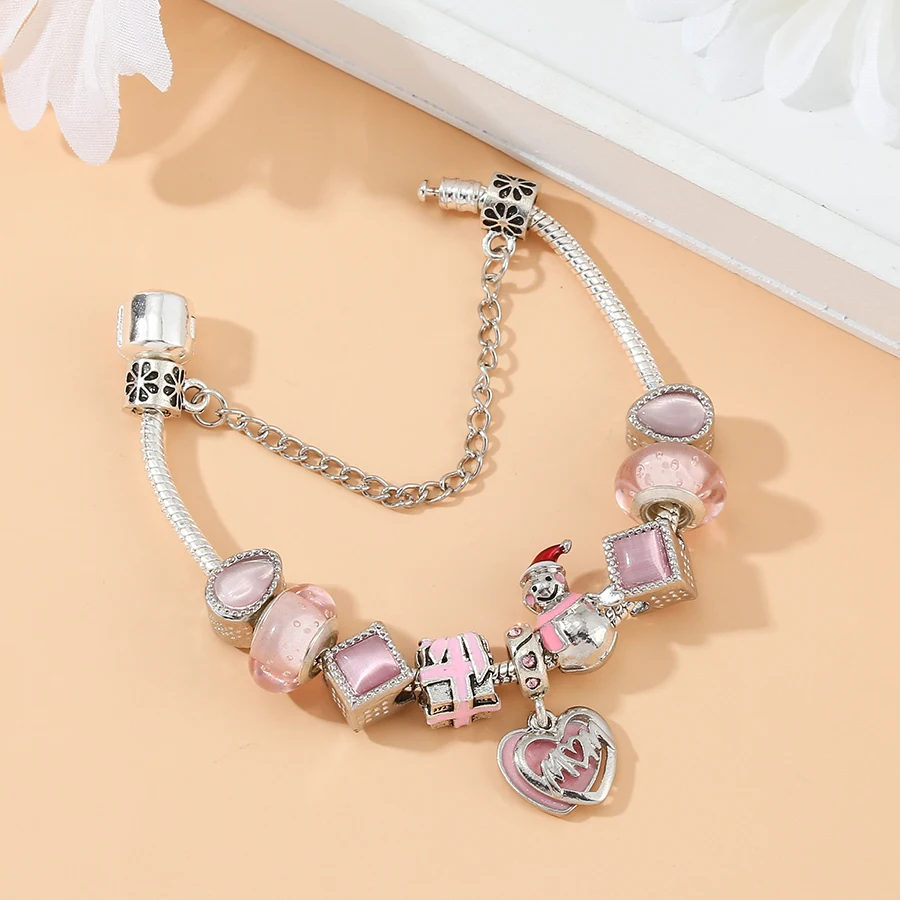 Seialoy розовое сердце мама браслеты-подвески для женщин девочек снеговик