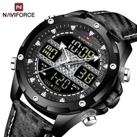naviforce design 2022 new mens watches top luxury lcd display chronograph wristwatches waterproof sport quartz watch for men
