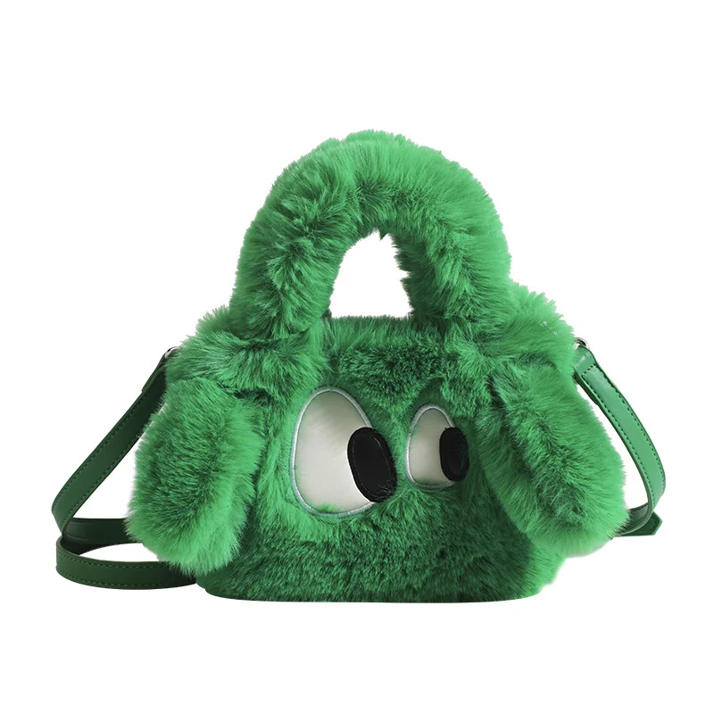 

Зимняя Милая мультяшная сумка через плечо для женщин, качественная маленькая сумка-тоут из искусственного меха, дизайнерская мягкая пушист...
