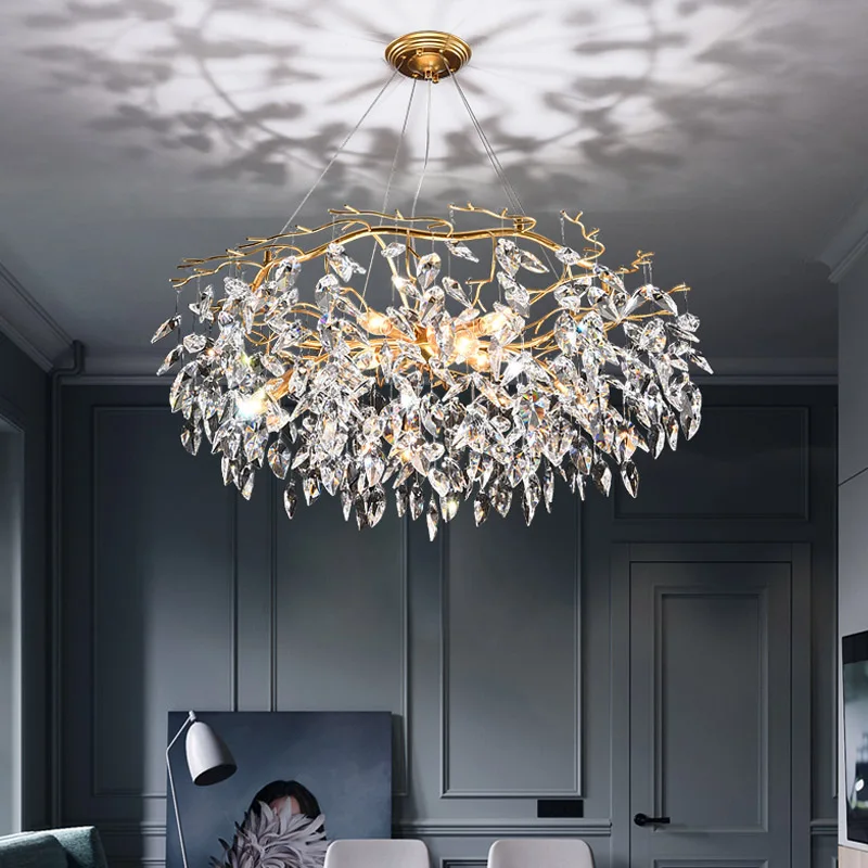

American Light Luxury Crystal Chandelier Bedroom Living Room Dining Room Lighting Interior Decoration Ring Luster Creative Lamps