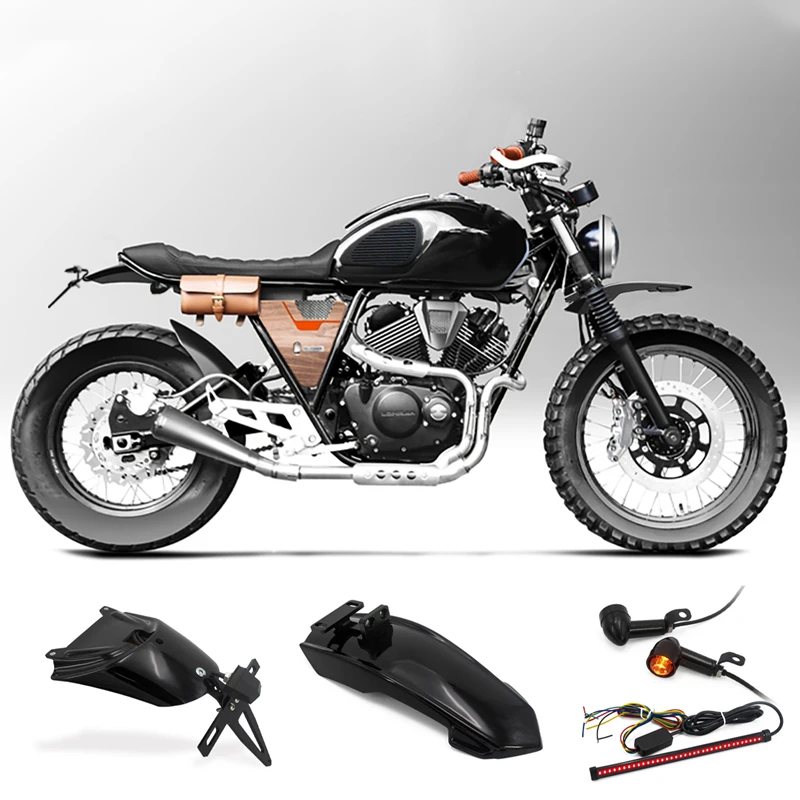 V250 Plastic Motorcycle Rear Wheel Fender Splash Guard Mudguard Cover with Bracket motorcycle turn signal light Accessoris